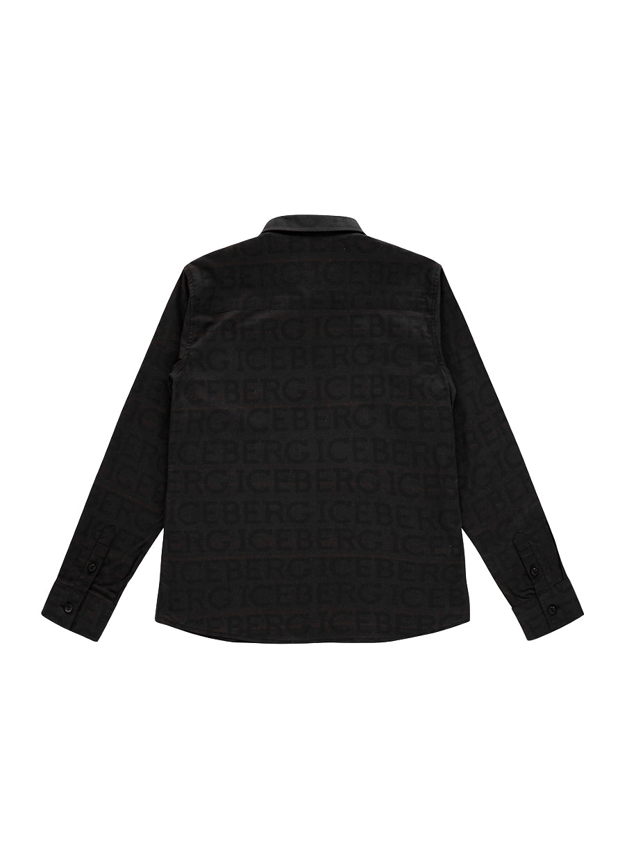 Iceberg Kids Camicia Nera con Logo Monogram per Bambini