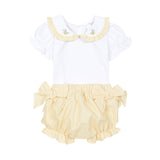 Deolinda Kids Completo Paglierino Fantasia a Righe Bianco e Giallo per Neonate
