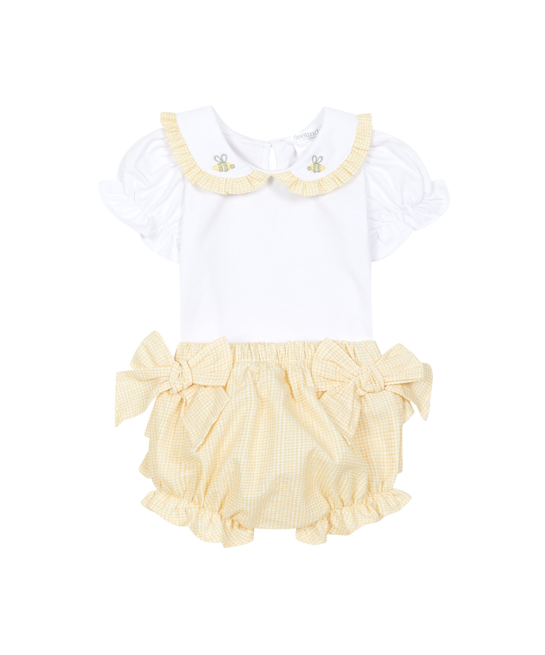 Deolinda Kids Completo Paglierino Fantasia a Righe Bianco e Giallo per Neonate
