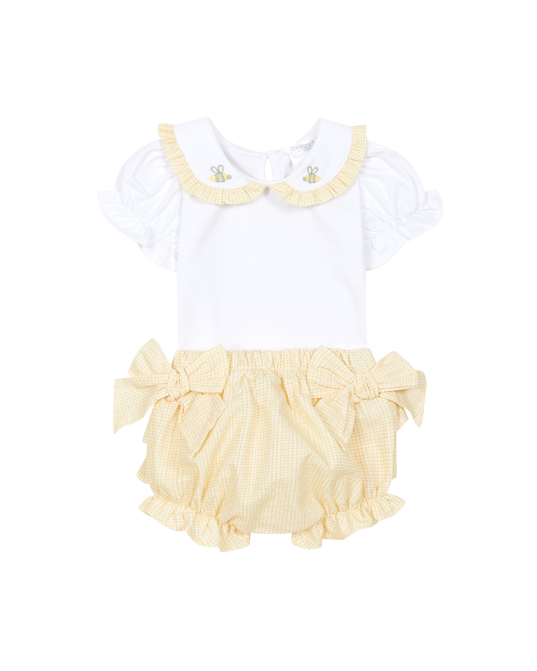 Deolinda Kids Completo Paglierino Fantasia a Righe Bianco e Giallo per Neonate