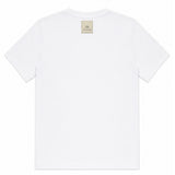 Yes London T-Shirt Bianco con Tasca in Denim Gessato per Bambini