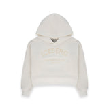 Iceberg Kids Felpa Bianca con Cappuccio e Logo a Contrasto per Bambine