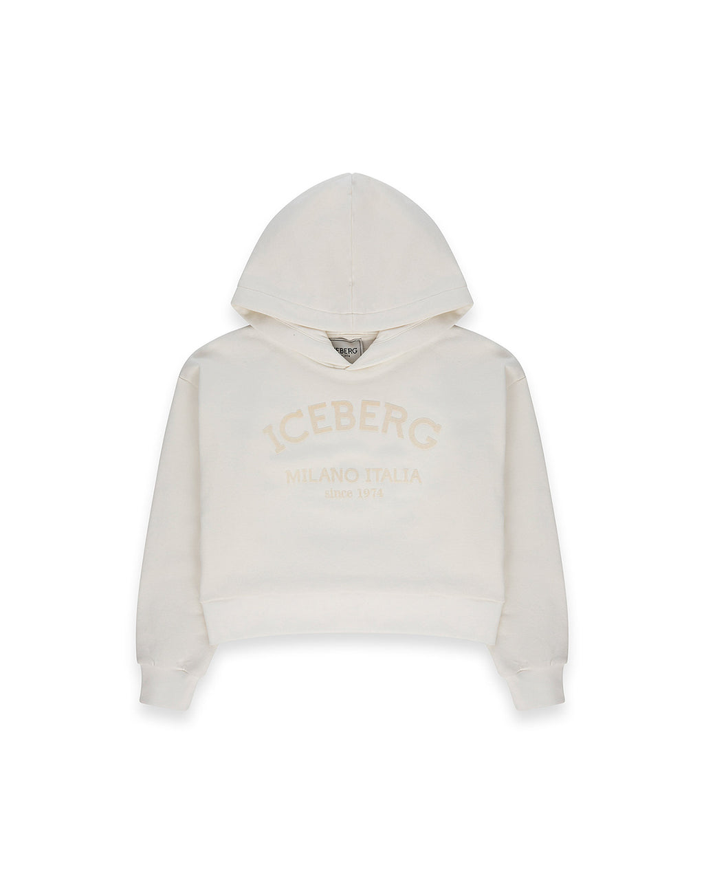 Iceberg Kids Felpa Bianca con Cappuccio e Logo a Contrasto per Bambine