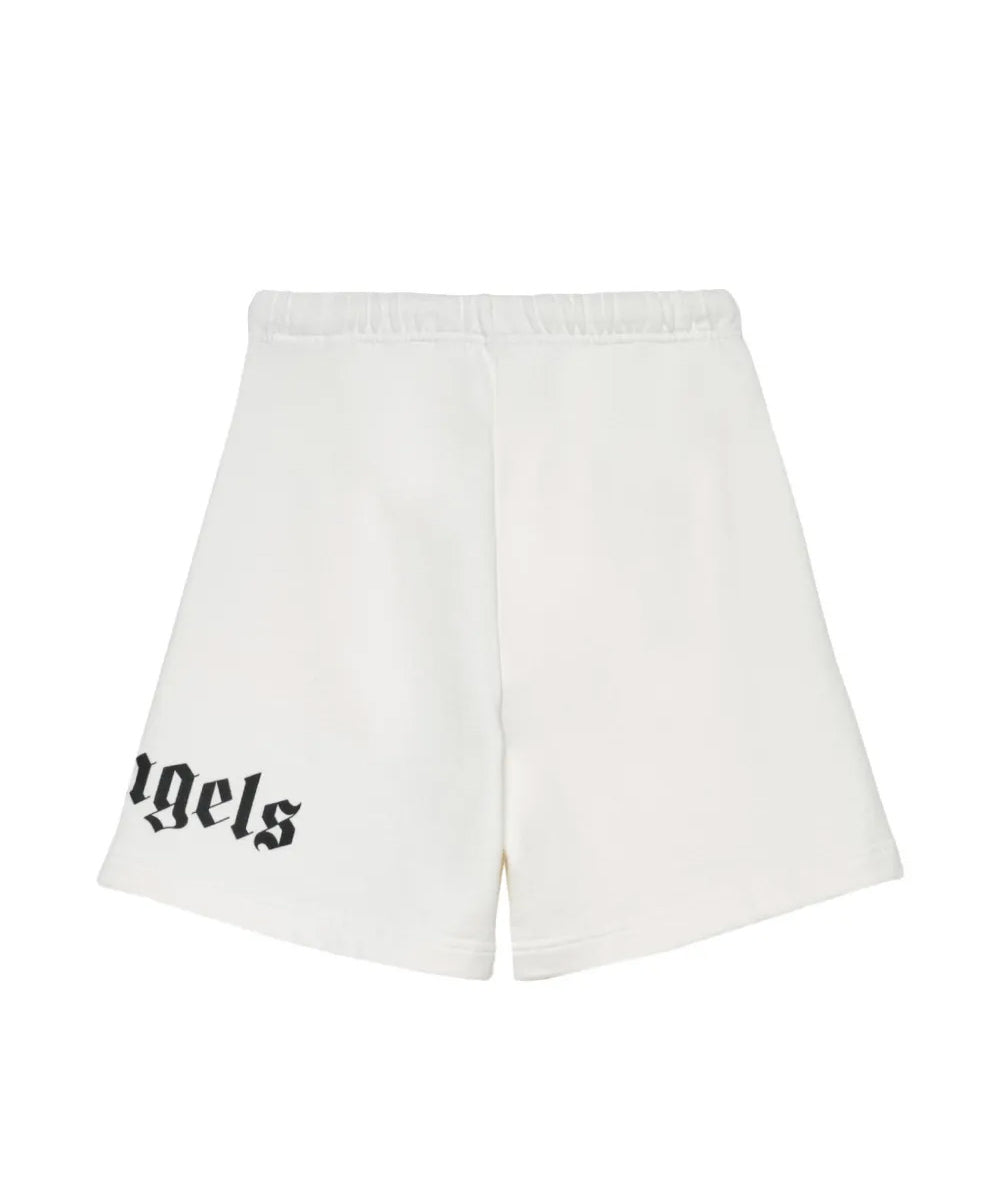 Palm Angels Kids Short Nero con Logo Bianco per Bambini