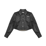 Hinnominate Kids Giacca Cropped in Pelle Nera per Bambine