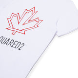 Dsquared2 Kids T-shirt Bianca con Canadian Leaf per Bambini