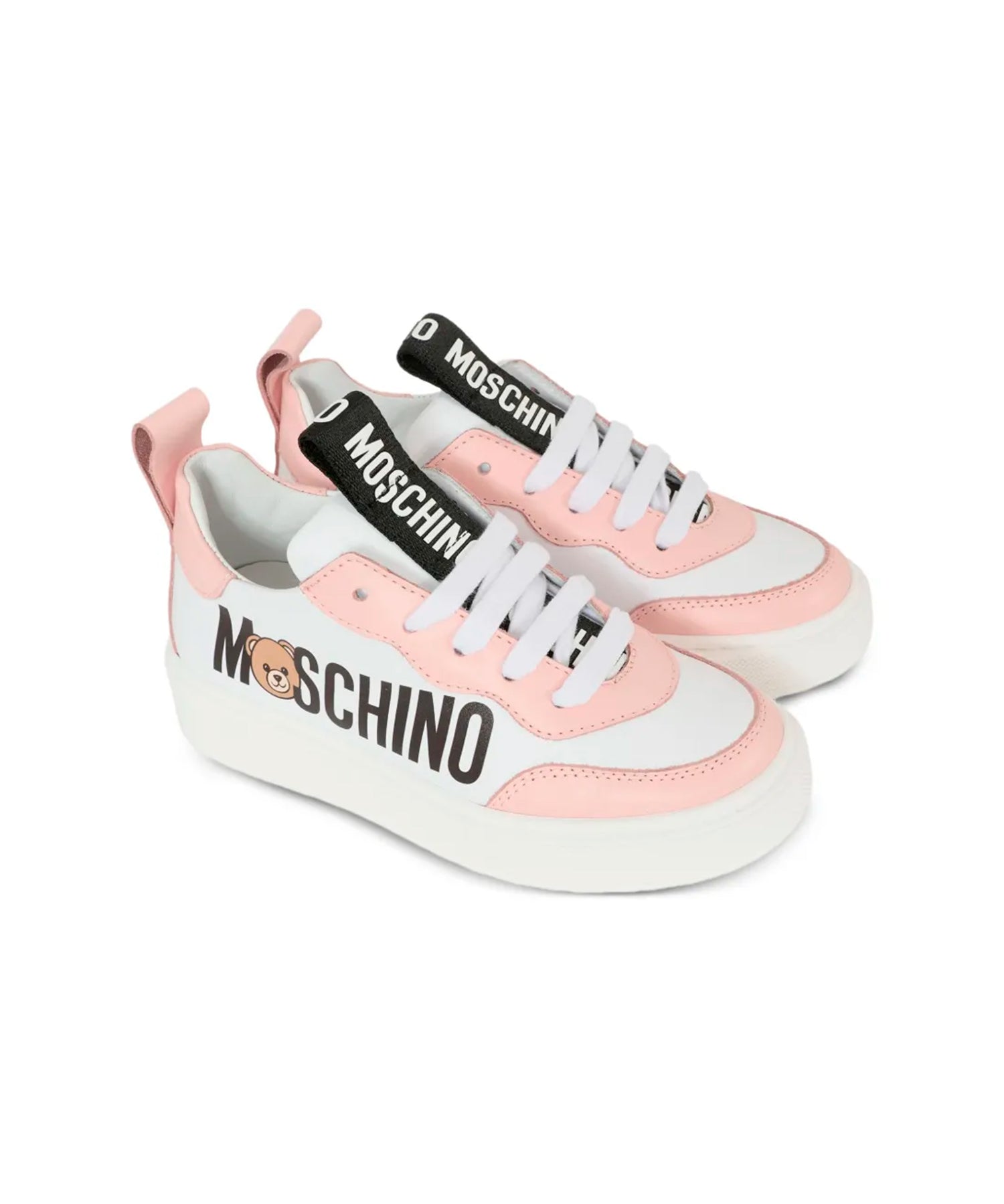 Moschino Kids Scarpe Logo Laterale Rosa per Bambine