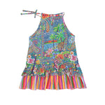 4giveness Kids Abito Balza e Fiocchetto Fantasia Denim Mexicana per Neonate