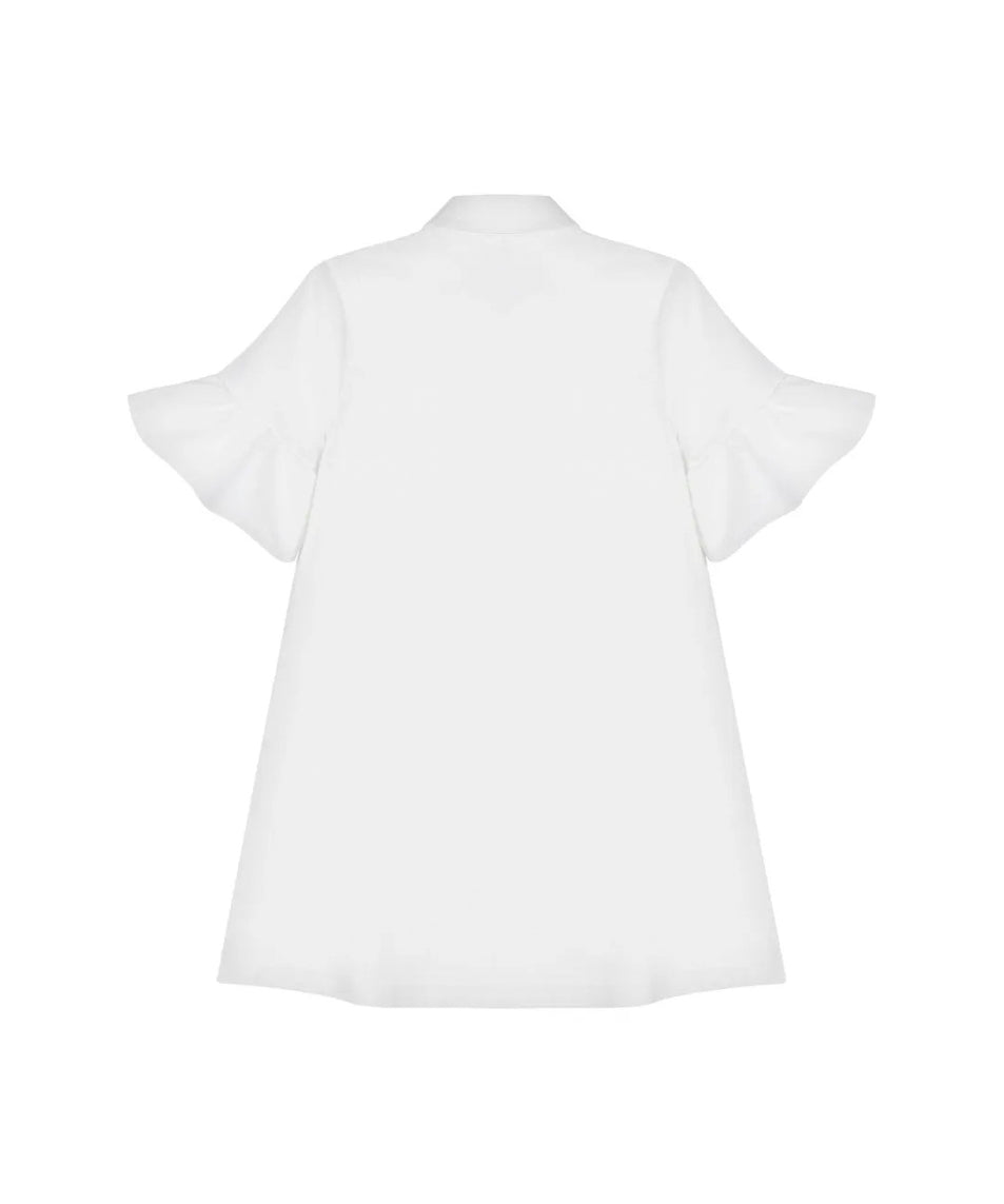 Moschino Kids Abito Svasato Panna con Ruches per Bambine