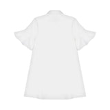 Moschino Kids Abito Svasato Panna con Ruches per Bambine