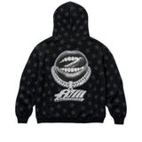Art Super Money Kids Felpa con Cappuccio Nero Fantasia Stelle e Strass per Bambini