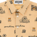 Moschino Kids Camicia Beige con Stampa per Neonati (dettaglio)