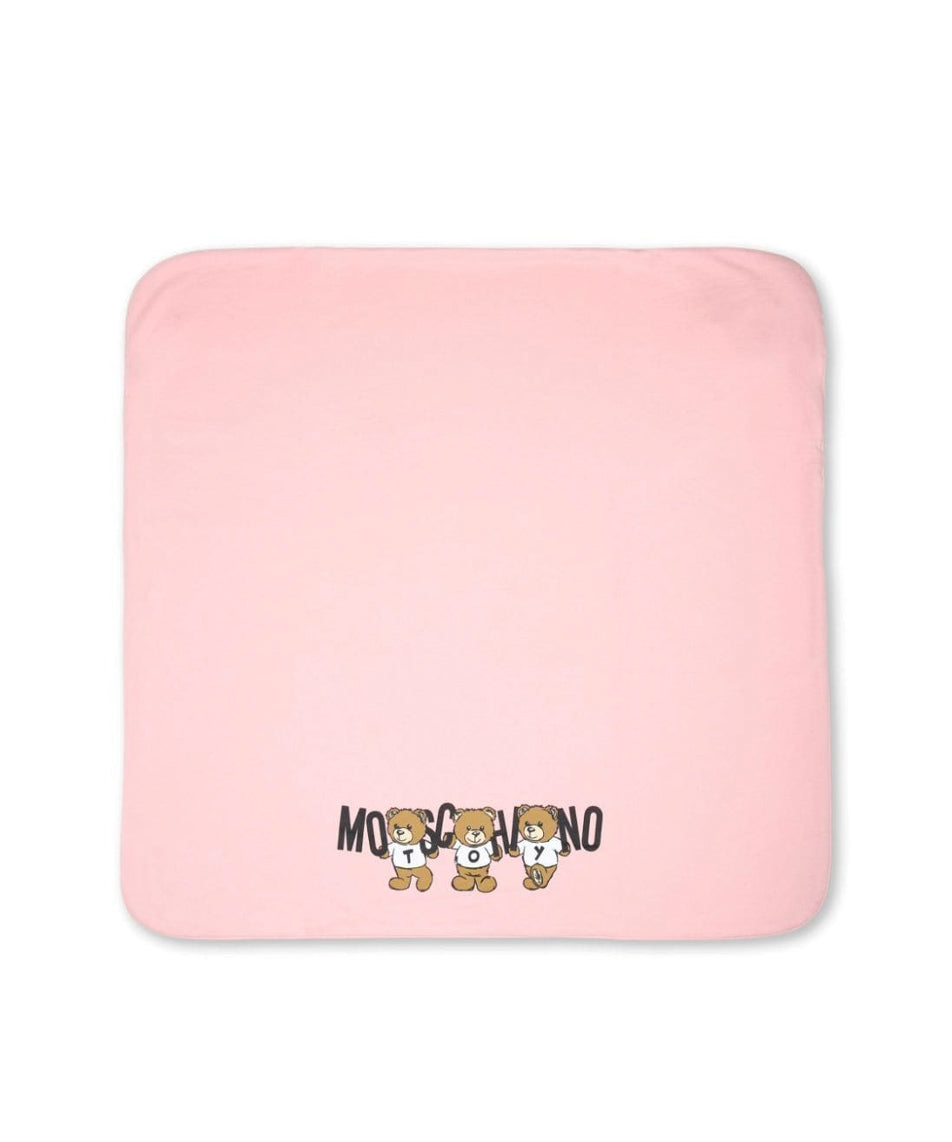 Moschino Kids Coperta Rosa con Logo Teddy Bear per Neonate