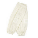 Elisabetta Franchi La Mia Bambina Pantalone Cargo Avorio in Satin per Neonate