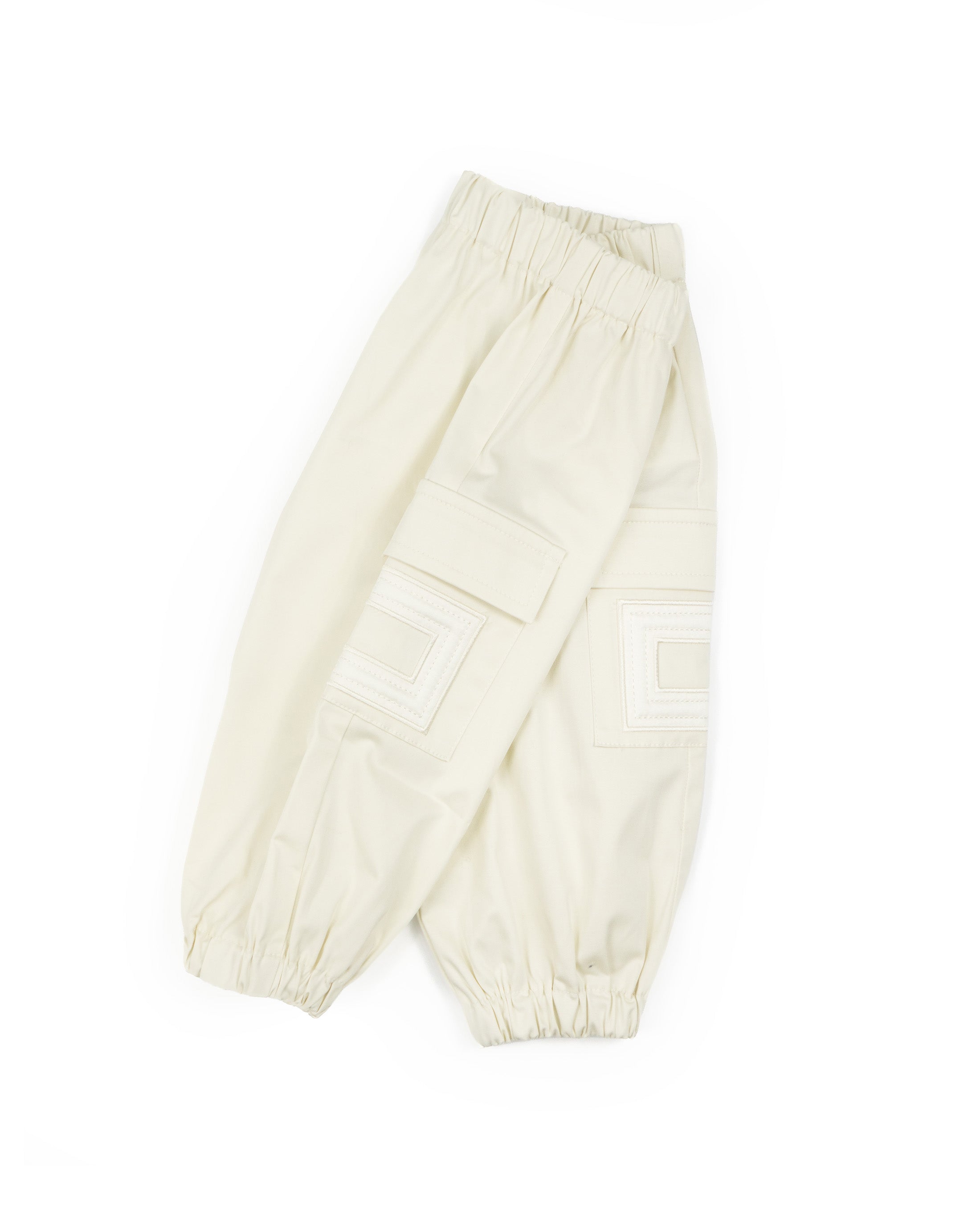 Elisabetta Franchi La Mia Bambina Pantalone Cargo Avorio in Satin per Neonate