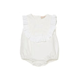 Elisabetta Franchi My Little Girl Cream Romper with Ruffles for Newborns