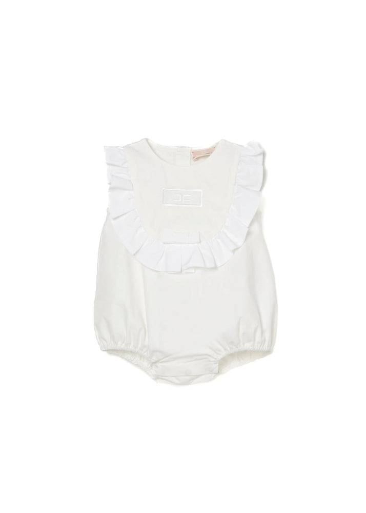 Elisabetta Franchi La Mia Bambina Pagliaccetto Panna con Ruches per Neonate