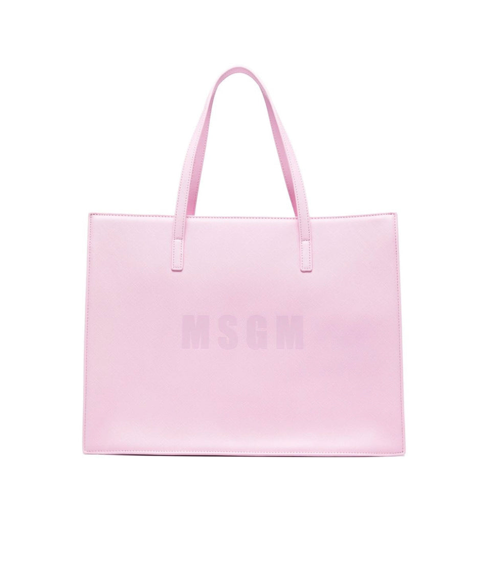 MSGM Kids Borsa Tote Rosa con Stampa per Bambine