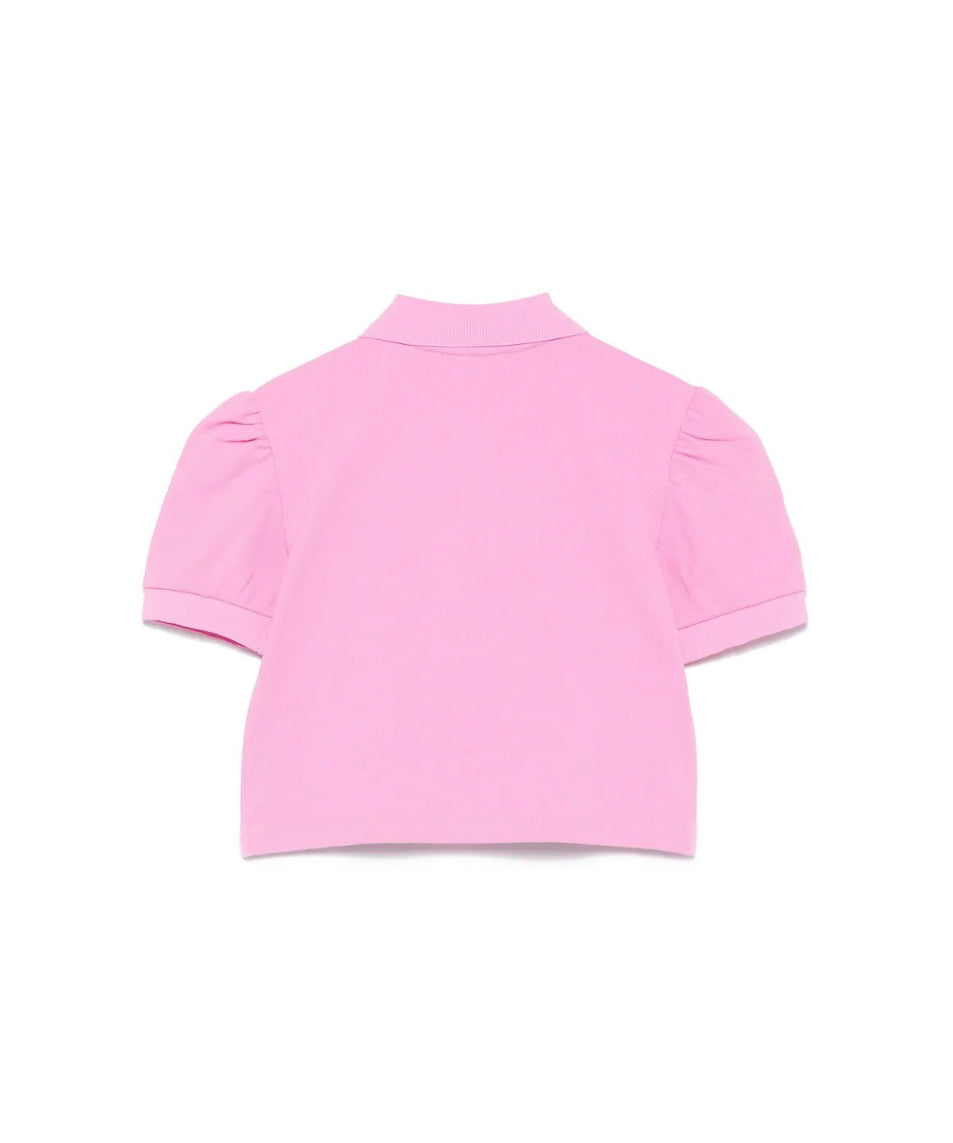 MSGM Kids Polo Rosa Crop per Bambine (retro)