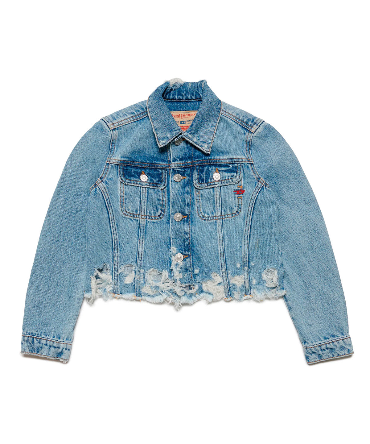 Diesel Kids Giubbino Di Jeans Crop con Abrasioni frontale