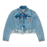 Diesel Kids Giubbino Di Jeans Crop con Abrasioni frontale