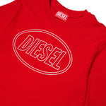 Diesel Kids T-shirt Rossa con Stampa Logo Oval Unisex per Bambini