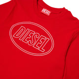 Diesel Kids T-shirt Rossa con Stampa Logo Oval Unisex per Bambini