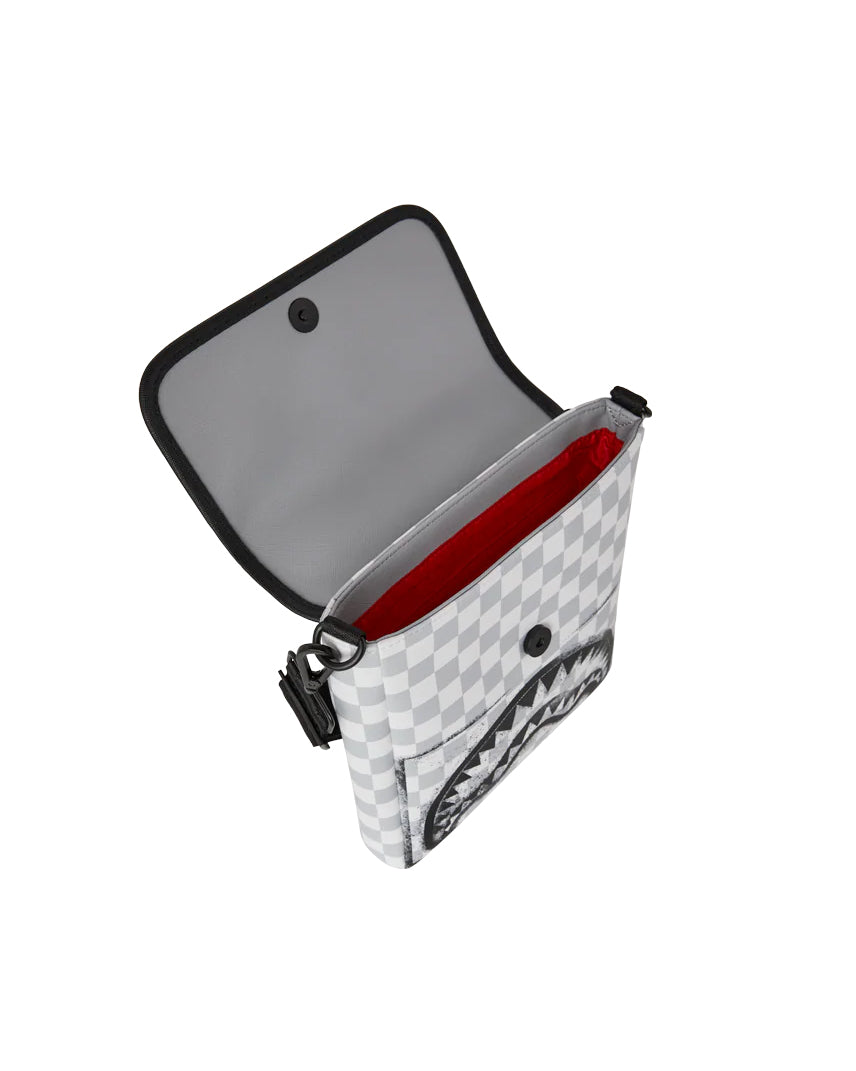 Sprayground Kids Borsa con Traccolla Bianca con Logo Shark per Bambini