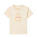 Palm Angels Kids T-Shirt Sabbia con Stampa Teddy e Logo per Neonate