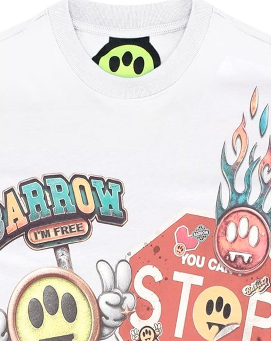 Barrow Kids T-Shirt Bianca con Grafica Unisex per Bambini