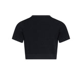 Just Cavalli Kids T-Shirt Crop Nero a Coste per Bambine