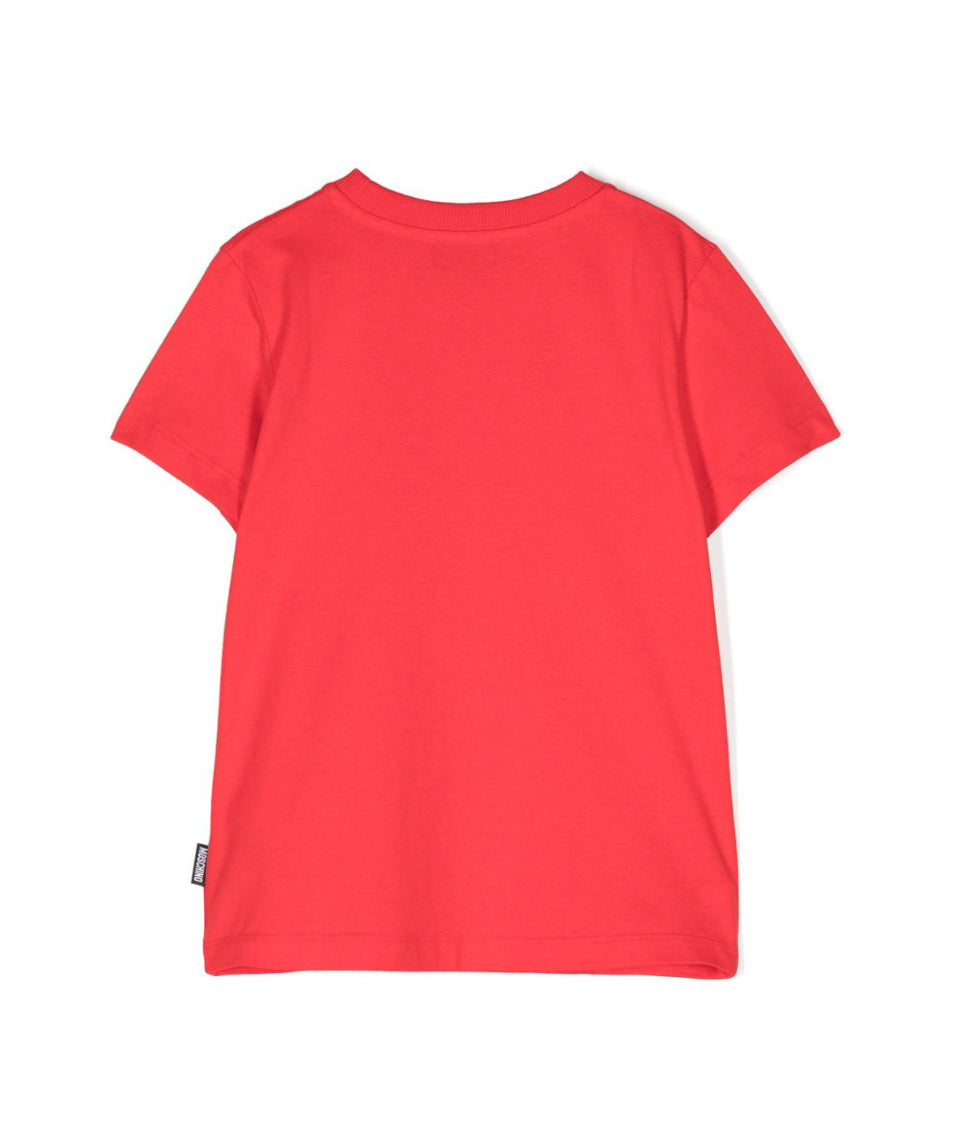 Moschino Kids T-shirt Rossa con Ricamo (retro)