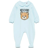 Moschino Kids Tutina Celeste con Logo Teddy Bear per Neonati