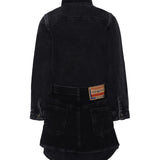 Diesel Kids Abito in Denim Scuro con Logo D Ricamato Lato Cuore per Bambine