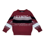 Iceberg Kids Maglione Bordeaux con Logo per Neonati