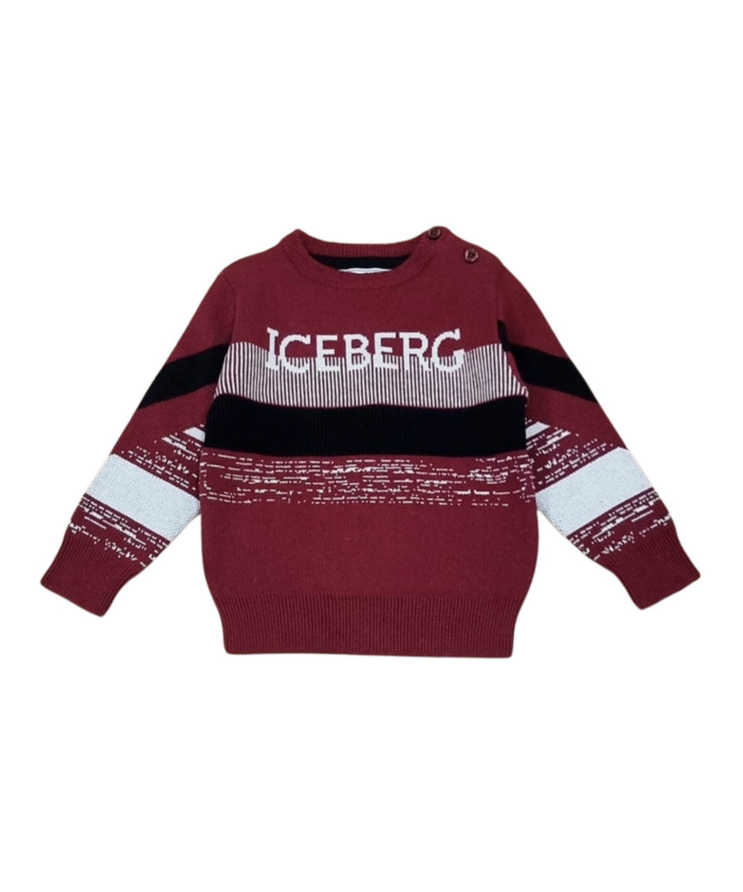 Iceberg Kids Maglione Bordeaux con Logo per Neonati