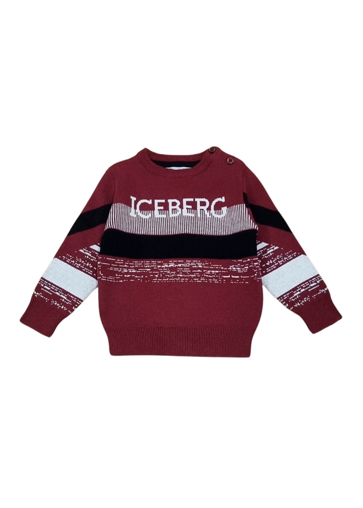 Iceberg Kids Maglione Bordeaux con Logo per Neonati