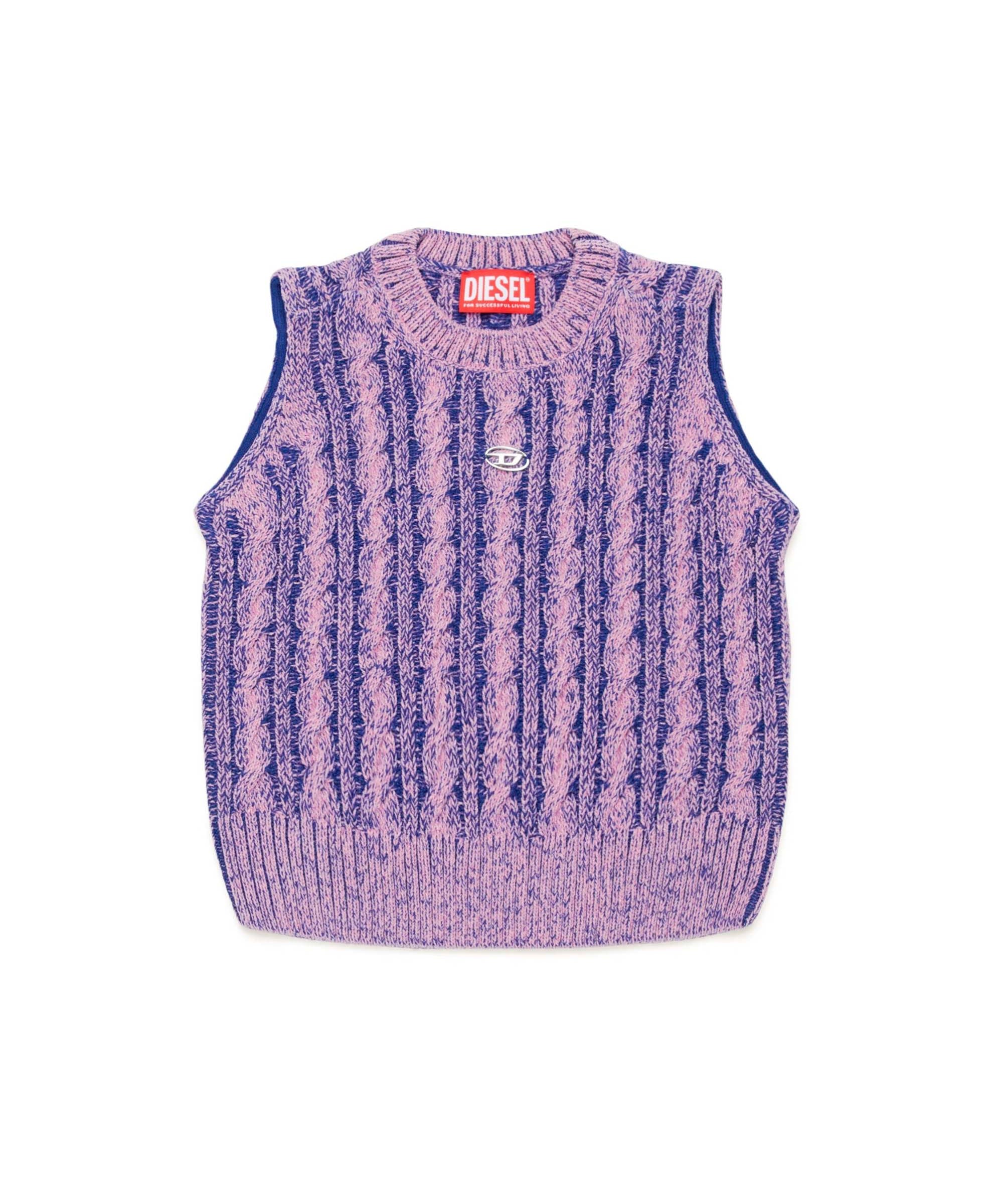 Diesel Kids Gilet in Maglia Intrecciato Lilla per Bambine