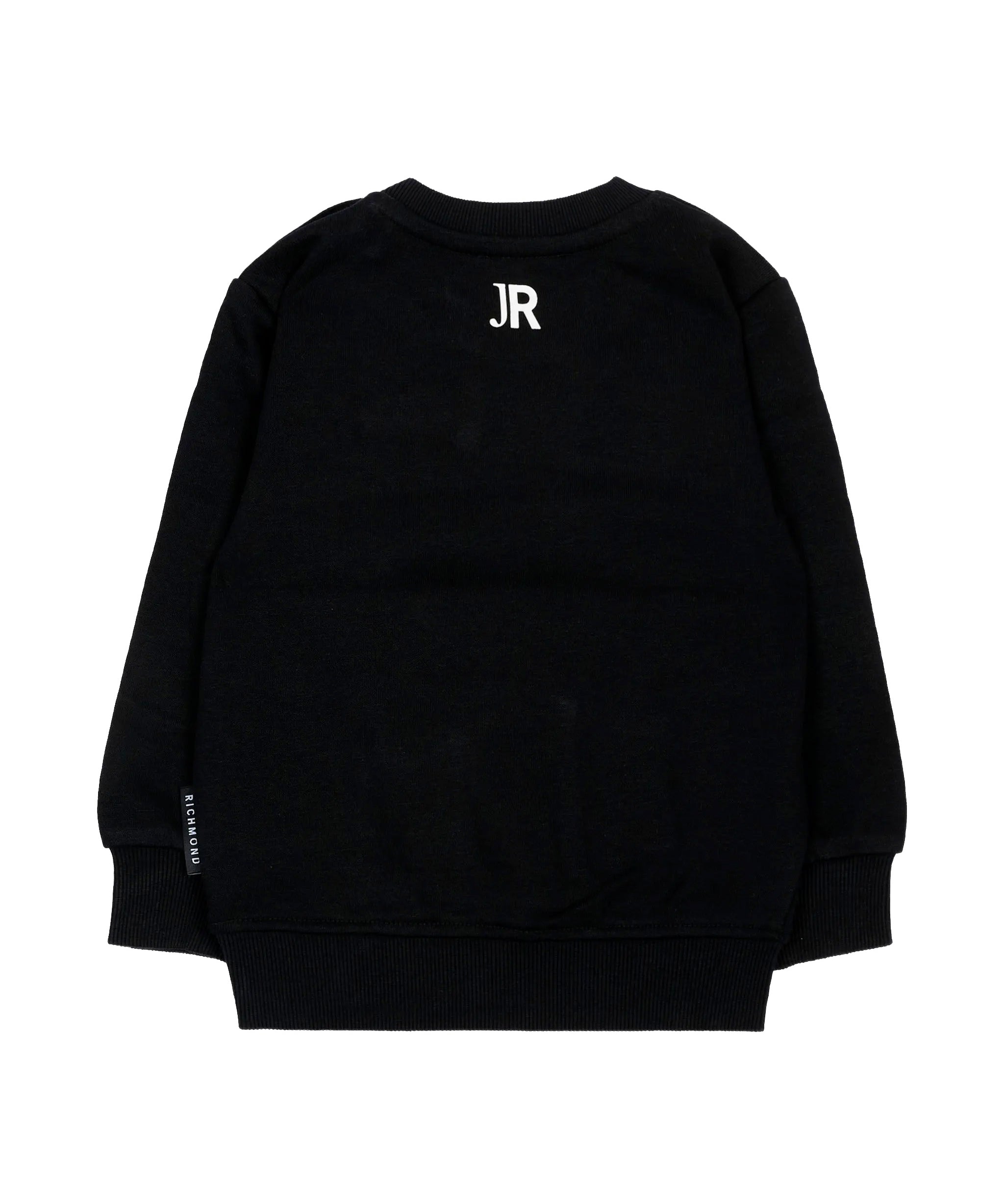 John Richmond Kids Felpa Girocollo Nera in Cotone con Logo Stampato per Neonati