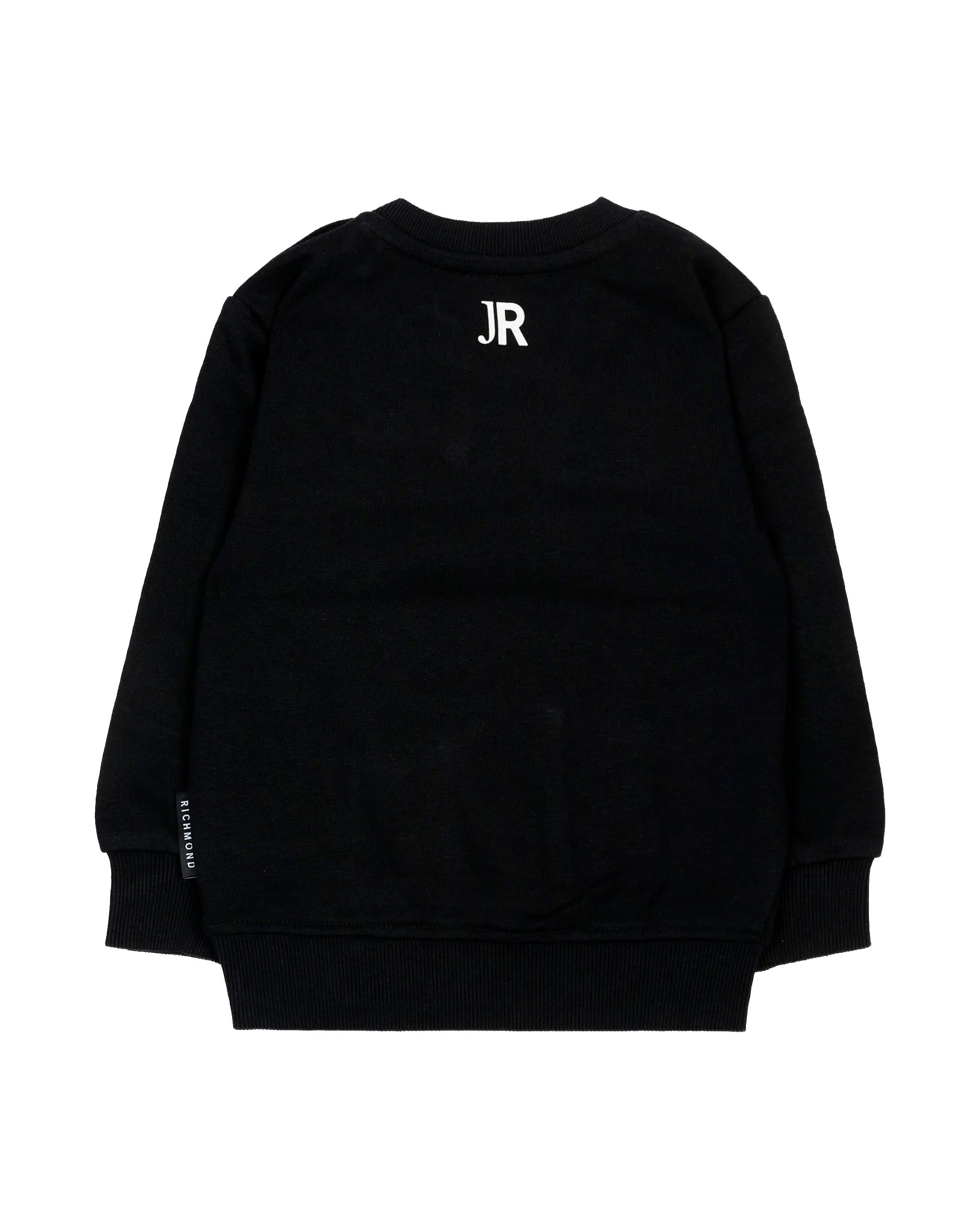 John Richmond Kids Felpa Girocollo Nera in Cotone con Logo Stampato per Neonati