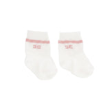 Elisabetta Franchi La Mia Bambina Calzino Avorio e Rosa con Logo per Neonate