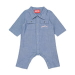 Diesel Kids Tutina Blu Jeans con Taschine e Ciappette per Neonate