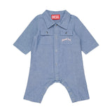 Diesel Kids Tutina Blu Jeans con Taschine e Ciappette per Neonate