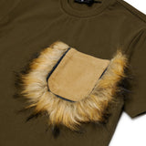 Dsquared2 Kids T-Shirt Verde Scuro con Dettaglio Tsca Pelliccia per Neonate