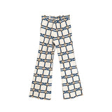 Elisabetta Franchi La Mia Bambina Pantalone a Zampa con Motivo Logo Burro/Oltremare per Bambine