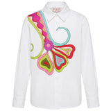 Emilio Pucci Kids Camicia Bianco con Fantasia Fiore a Cuore per Bambine