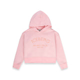 Iceberg Kids Felpa con Cappuccio Rosa e Logo a Contrasto per Bambine