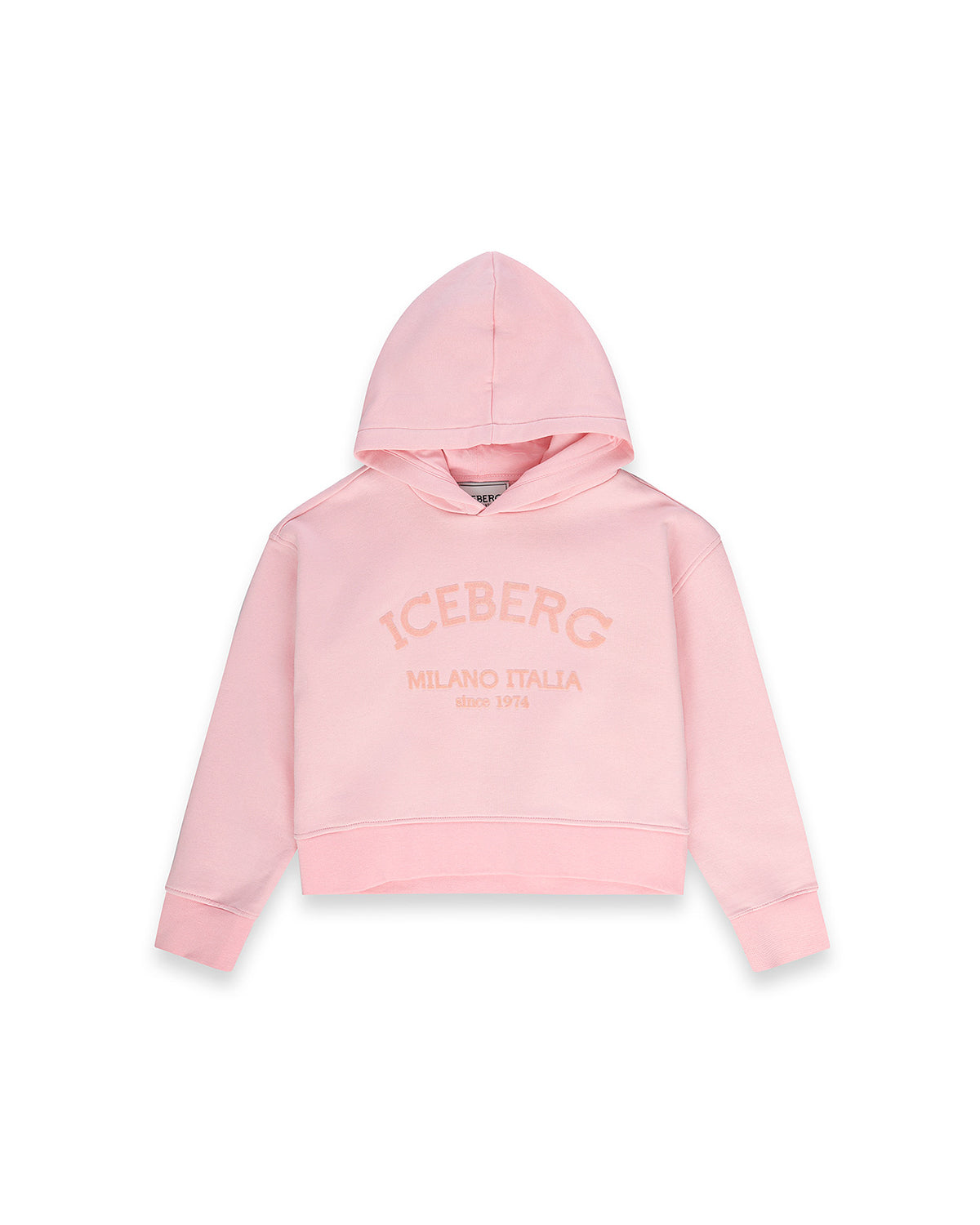 Iceberg Kids Felpa con Cappuccio Rosa e Logo a Contrasto per Bambine