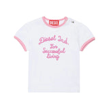 Diesel Kids T-Shirt Bianco/Rosa con Stampa Logo per Neonate