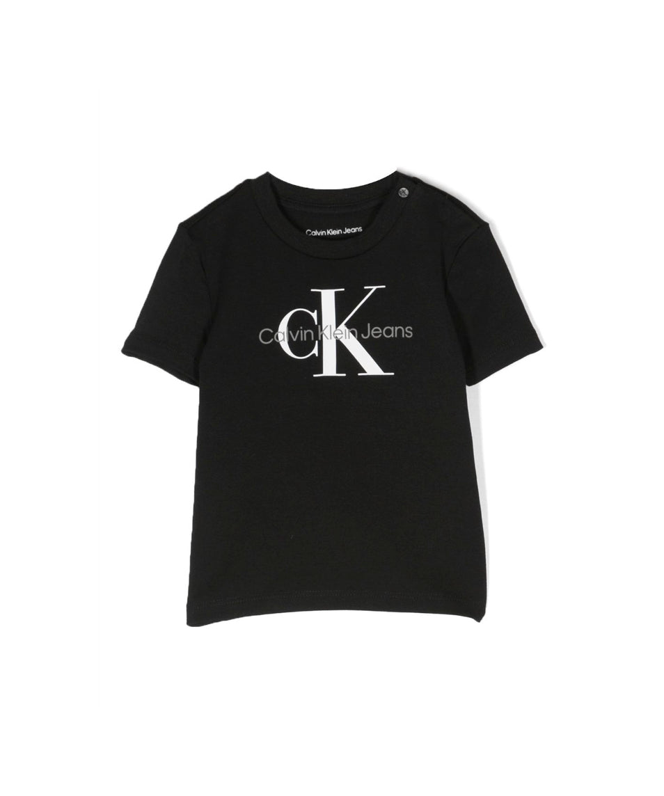 Calvin Klein Kids T-shirt Nera con Stampa Logo per Neonati